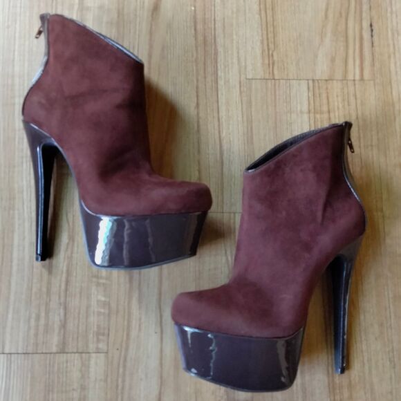 Freddy Louis Elegant Brown Platform Ankle Boots Sz 7 - Picture 3 of 11